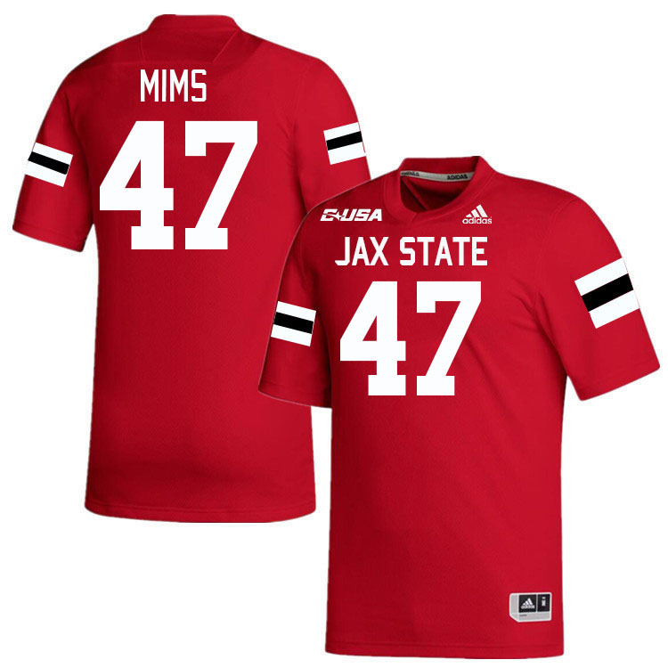 #47 Corbet Mims Jacksonville State Gamecocks College Football Jerseys Stitched-Red